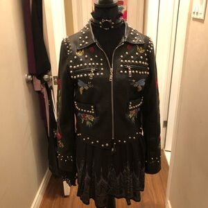 Studded and Embroidered Vegan Leather Jacket (Vintage) New Condition/Never Worn